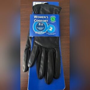 New GRANDOE Women's Lined Black Leather Gloves